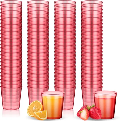 Miniatura 10 de Tioncy 100 vasos de chupito de plástico neón de 1 oz, vasos de chupito desechables de colores, mini vasos de fiesta para beber para cóctel, whisky