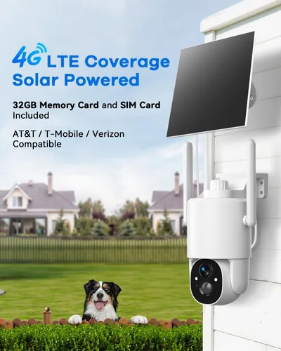Miniatura 2 de Thybro Cámara de seguridad 4G LTE No requiere WiFi: 2K HD, alimentado por energía solar, PTZ de 360° y visión nocturna infrarroja - Vigilancia