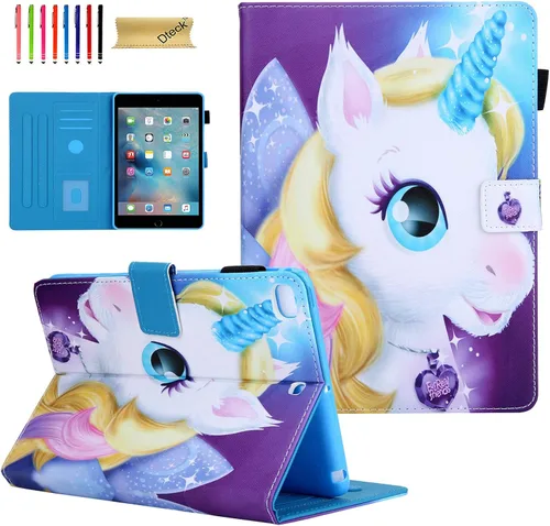 Miniatura 21 de Dteck Funda para iPad mini 5/4/3/2/1 - [Diseño de flores en relieve] Funda tipo folio clásica