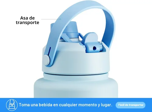 Miniatura 4 de POWCAN Botella de agua aislada de 40 onzas con popote 2 en 1 y tapa de boquilla, mantiene el frío 24 horas, a prueba de fugas, sin BPA, botella
