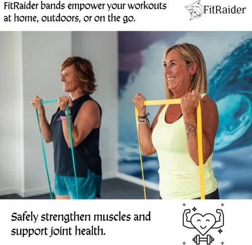 Miniatura 4 de Fit Raider - Juego de 5 bandas de resistencia de látex natural resistente para piernas y glúteos, entrenamiento, yoga, pilates y terapia física