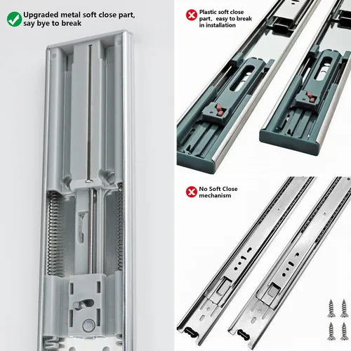 Miniatura 4 de homdiy 5 pares de cajones de cierre suave de 22 pulgadas - Diapositivas de rodamientos de bolas para gabinetes, extensión completa, deslizadores