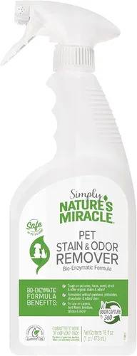 Nature's Miracle Simply Pet - Removedor de manchas y olores, 16 onzas, fabricado con 86% de tensioactivos derivados de plantas