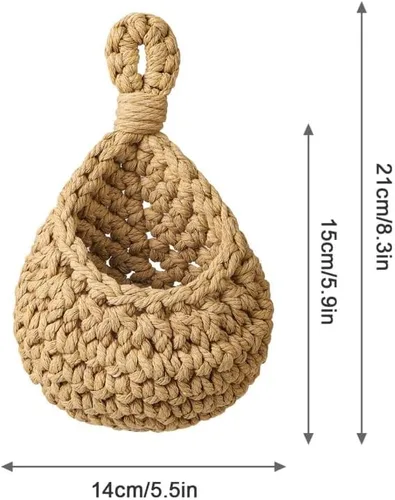Miniatura 3 de Cesta colgante de frutas para cocina, cesta de frutas para colgar en la pared, cesta de frutas y verduras tejida a mano, cesta colgante de yute