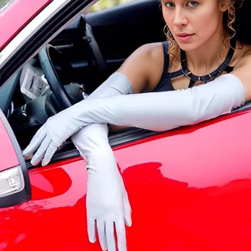 Miniatura 7 de Guantes largos de fiesta de ópera, guantes de satén de los años 20 hasta el codo para mujer, 21 pulgadas, para novia, boda, fiesta de té