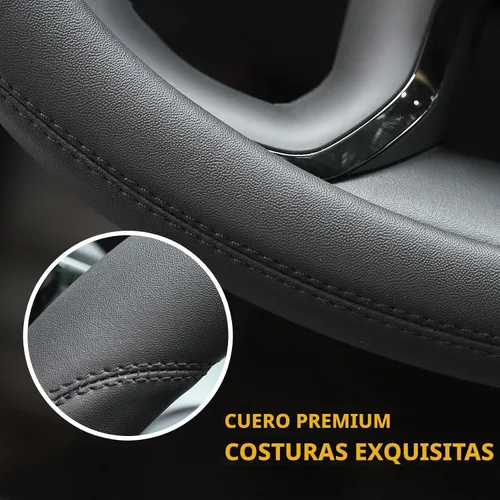 Miniatura 4 de Valleycomfy Funda de cuero de microfibra para volante universal de 15 pulgadas (negro)