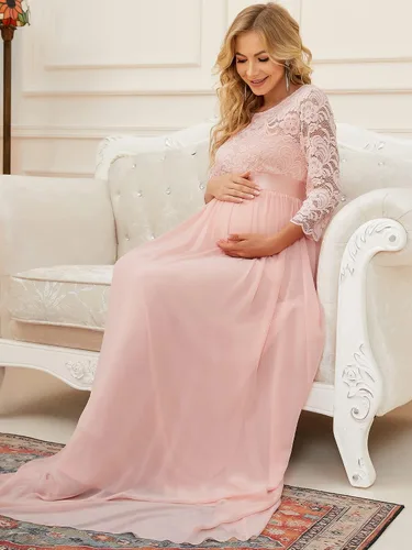 Miniatura 4 de Ever-Pretty Women's 34 Sleeve A-line Lace Embroidery Chiffon Summer Maternity Party Dress 20797-USA