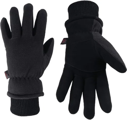OZERO Guantes de invierno -30 F de piel de ciervo a prueba de frío de piel de ciervo aislados, resistentes al agua, guantes térmicos para conducir,