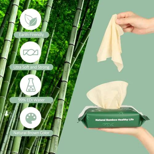 Miniatura 5 de Toallitas desechables de bambú, seguras para sépticas, suaves y relajantes, botánicos y aloe, sin perfume, ecológicas, toallitas desechables a base