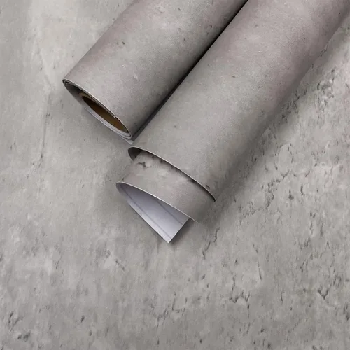 Papel Tapiz de Hormigón Despegar y Pegar Papel de Pared de Cemento 16x354 pulgadas Textura Mate Gruesa Gris Papel de Contacto Impermeable Removible
