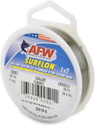 Miniatura 94 de Alambre de pesca americano Surflon recubierto de nailon 1x7 de acero inoxidable, línea líder de pesca para agua salada, prueba de 10 libras - prueba