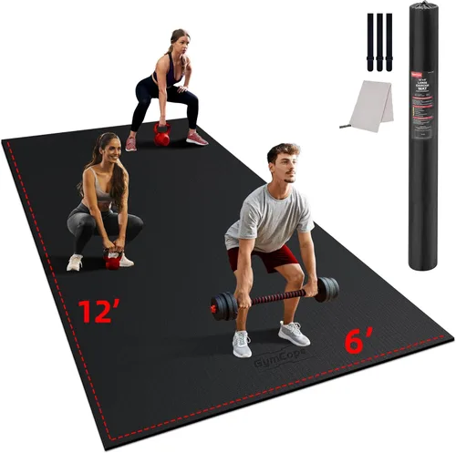 Miniatura 15 de GymCope - Alfombra grande para entrenar en casa, 12 x 6 pies, 10 x 6 pies, 9 x 6 pies, 8 x 6 pies, 7 x 5 pies, 6 x 4 pies, extragrueso, alfombra