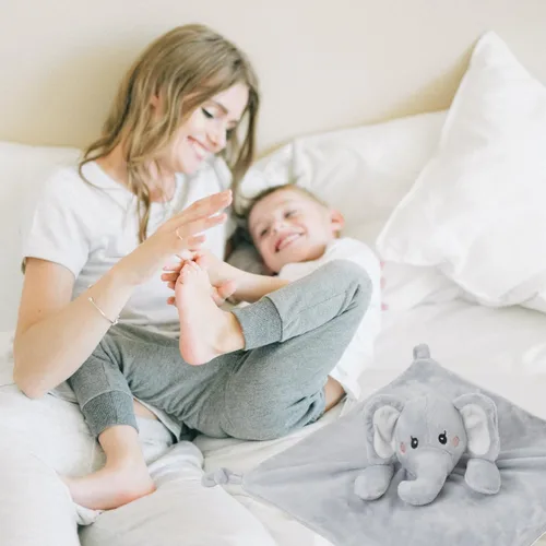 Miniatura 4 de KINREX Manta de seguridad de elefante para bebés, toalla calmante de felpa suave, juguete de edredón unisex para bebé, compañero de sueño ideal, oso
