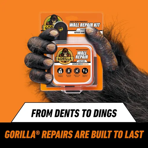 Miniatura 7 de Gorilla - Kit de reparación de pared con revestimiento, resistente, resanador + imprimación en color blanco
