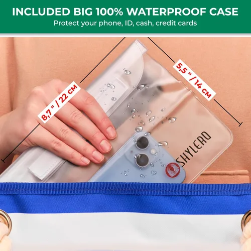 Miniatura 3 de SHYLERO La bolsa de playa y la bolsa de piscina tiene bolsa hermética, cierre magnético a presión. La bolsa de playa es repelente al agua.