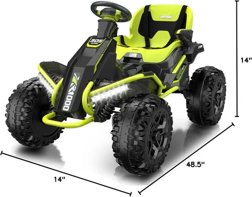 Miniatura 7 de ANPABO Juguetes de Montar 24V 4x4 para Niños Grandes de 3-12 Años Verde - Motores 4x200W, 5MPH, Asiento Ancho Ajustable, Control Remoto Parental