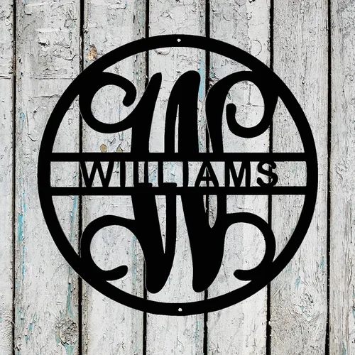 Personalized Metal Signs Custom Name Tags Metal Wall Art Split Letter Monogram Wall Decor Metal Last Name Signs Personalized Wedding Gifts Metal Art
