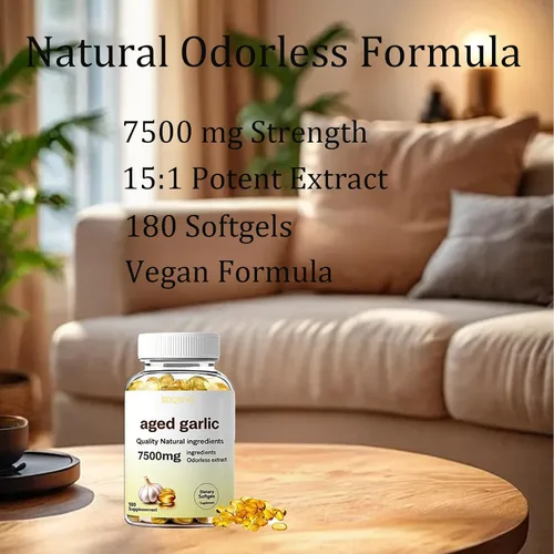 Miniatura 2 de Elare Extracto de ajo envejecido, extracto de ajo envejecido Elare 7500 mg inodoro – 180 cápsulas blandas Orgánico, sin OMG, sin gluten Apoya