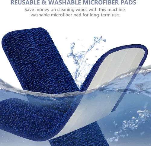Miniatura 4 de Mopa con aerosol para limpieza de suelos, mopa de piso de madera microfibra TRAV-ROUND con 5 almohadillas lavables reutilizables para limpieza