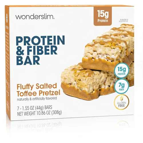 Miniatura 13 de WonderSlim Barras de proteína altas en fibra, crujiente Fluffy S'more 15g de proteína, 8g de fibra bajas en azúcar, bajas en carbohidratos