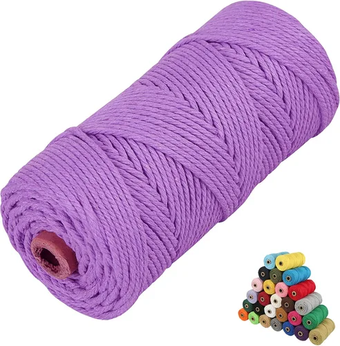 Miniatura 23 de Cordón de algodón para macramé, hilo torcido de 4 capas, cuerda de algodón natural, suministros perfectos de macramé, para hacer soportes colgantes