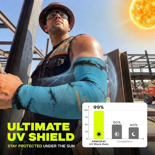Miniatura 2 de ARMORAY Mangas de brazo para hombres y mujeres, protección solar UV, cubierta de tatuajes, manga deportiva para golf, correr, fútbol Corbata y tinte