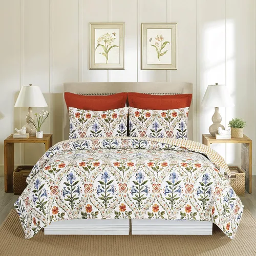 Miniatura 4 de C&F Home Victoria's Garden - Juego de edredón reversible de acuarela floral para todas las estaciones, juego de 2 piezas, multicolor