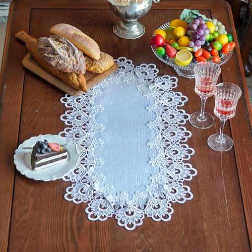Miniatura 4 de ARTABLE Manteles de encaje redondos con doily, manteles de encaje, doily bordado con flor, tapete para tazas y jarrones para decoración de mesa