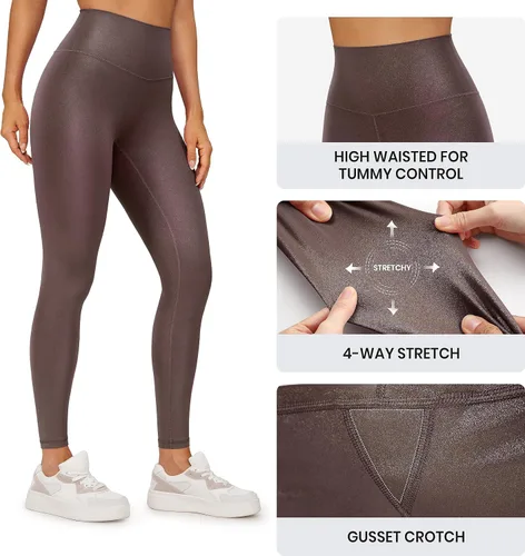 Miniatura 4 de CRZ YOGA Butterluxe Matte Faux Leather Leggings for Women 28" - High Waisted Stretch Ankle Leather Pants Pleather Tights
