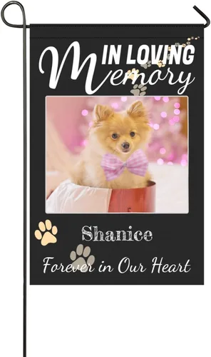 Miniatura 9 de LATHIFA Banderas conmemorativas personalizadas, banderas de jardín personalizadas en memoria amorosa con nombre, fecha y foto para decoración