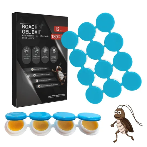 Paquete de 12 cebo de gel para cucarachas, solución de infestación de cebo de gel de cucaracha altamente eficaz para interiores, mata cucarachas de