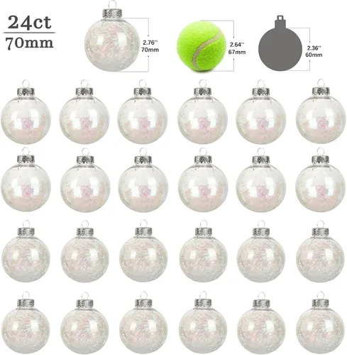 Miniatura 2 de AMS Adornos de bolas de Navidad transparentes de 24 piezas, 2.76"/70mm, bolas de Navidad irrompibles para colgar, juego de esferas para árbol