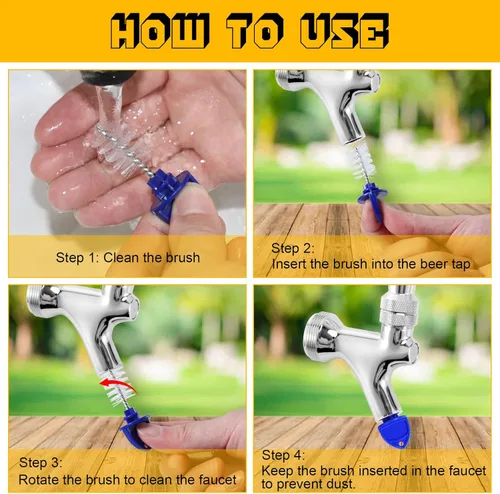 Miniatura 3 de MRbrew Cepillo para grifo de cerveza, paquete de 15 juegos de tapones de grifo de cerveza, cubierta de grifo, kit de limpieza de línea de cerveza