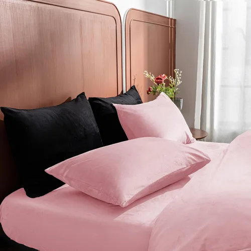 Miniatura 6 de Paquete de 2 fundas de almohada King de terciopelo con cremallera, súper suaves y acogedoras, fundas de almohada de franela difusa de lujo con Rosa