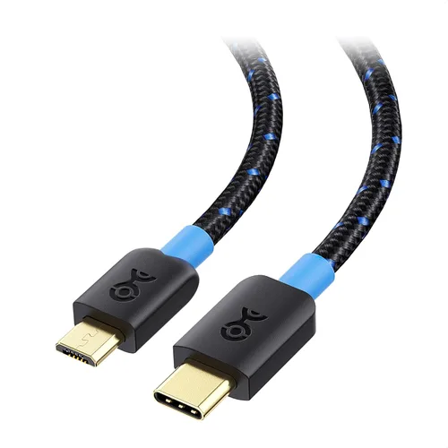Cable Matters Cable trenzado USB C a micro USB – 3.3 pies, [carga de 3A/15 W, datos de 480 Mbps] cable microUSB a USBC, cable Micro-B 2.0 para
