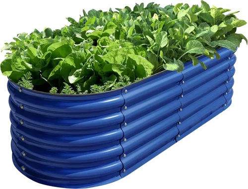Miniatura 8 de Olle Camas de jardín elevadas galvanizadas para exteriores, 17 pulgadas de alto, 12 en 1, macetas elevadas para cultivar hierbas, verduras, flores