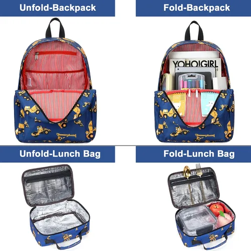Miniatura 15 de CAMTOP - Conjunto de mochila y lonchera con estampados divertidos para niños de preescolar y primaria), Y0058-2