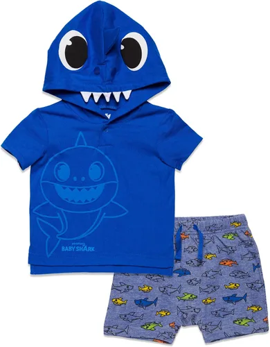 Pinkfong Conjunto de camiseta y pantalones cortos de rizo francés para bebé Shark Mommy Shark para recién nacido a niño pequeño