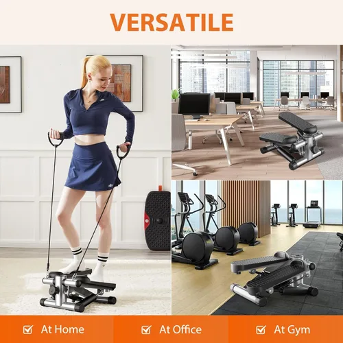 Miniatura 2 de Sweetcrispy Mini Escalones con Bandas de Resistencia para Ejercicio en Casa, Máquina de Ejercicio de Escalón con Giro Portátil para Entrenamiento