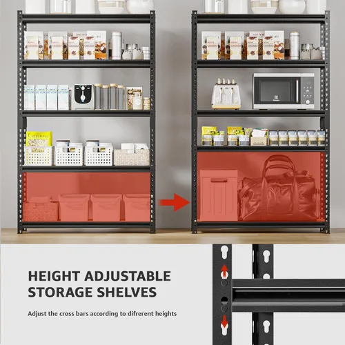 Miniatura 6 de Estantes de almacenamiento, estantes de garaje, estantes de metal resistentes de 5 niveles para almacenamiento, estante ajustable para cocina