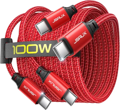 Miniatura 11 de JSAUX Cable USB C a USB C de 100 W [2 unidades de 3.3 pies], cable de carga rápida tipo C para iPhone Air/iPhone 17/iPhone 17 Pro/iPhone 17 Pro Max
