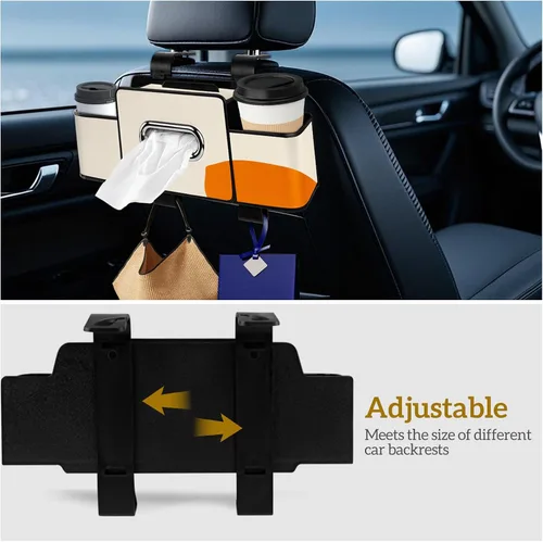 Miniatura 5 de Organizador de asiento trasero de automóvil con pañuelos, caja de pañuelos para el respaldo del asiento del automóvil y gancho de almacenamiento