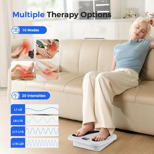 Miniatura 6 de EaseZen Masajeador de pies para neuropatía, estimulador de pies TENS EMS recargable con 10 modos, 20 intensidades, estimulador de circulación