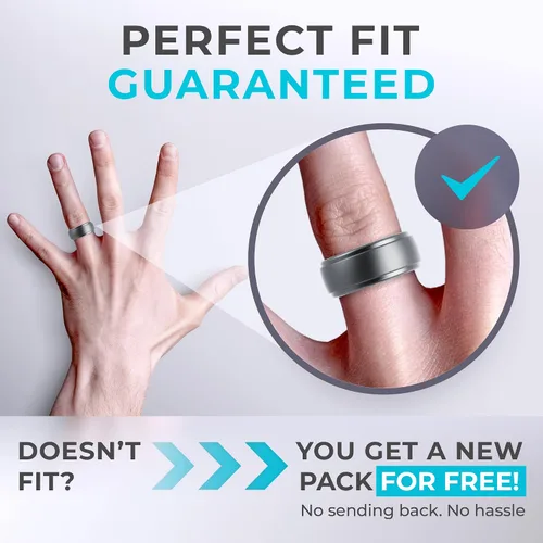 Miniatura 26 de ThunderFit Anillos de boda de silicona para hombre, 0.394 in de ancho y 0.098 in de grosor, paquete múltiple de variedad 1-7