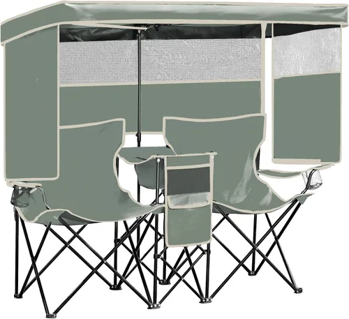 Miniatura 12 de Silla de camping acolchada de gran tamaño con respaldo alto, silla plegable y cómoda, silla de mariposa para adultos, césped, patio al aire libre