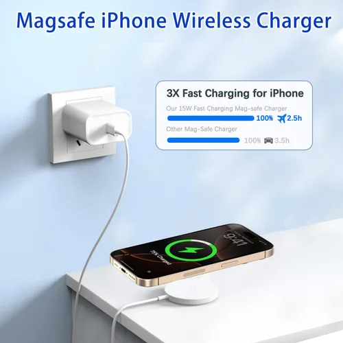 Miniatura 3 de [Certificado MFi de Apple] Cargador magnético para iPhone 17,15 W, almohadilla de carga magnética inalámbrica Apple rápida, cargador MagSafe