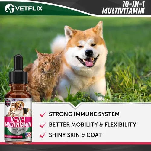 Miniatura 4 de Vitaminas para mascotas 10 en 1 para perros, gatos, cachorros y gatitos – Fabricado en Estados Unidos – Suplemento multivitamínico y glucosamina