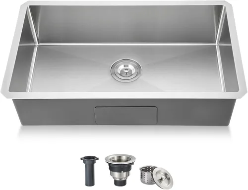 Miniatura 11 de Fregadero de cocina de 23 x 18 x 9 pulgadas, fregadero de cocina hecho a mano de acero inoxidable 304, radio ajustado R10, fregadero de cocina