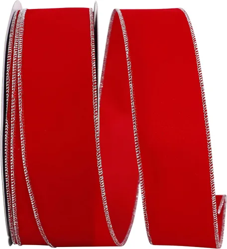 Miniatura 11 de Cinta Reliant Ribbon 92270W-957-40K Value Velvet con borde de alambre, 2-1/2 pulgadas x 50 yardas, escarlata/oro