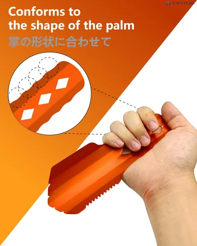 Miniatura 5 de Paleta ultraligera de aluminio para mochileros, multiherramienta pequeña con mango más largo, esencial para senderismo, camping y bolsas de Naranja